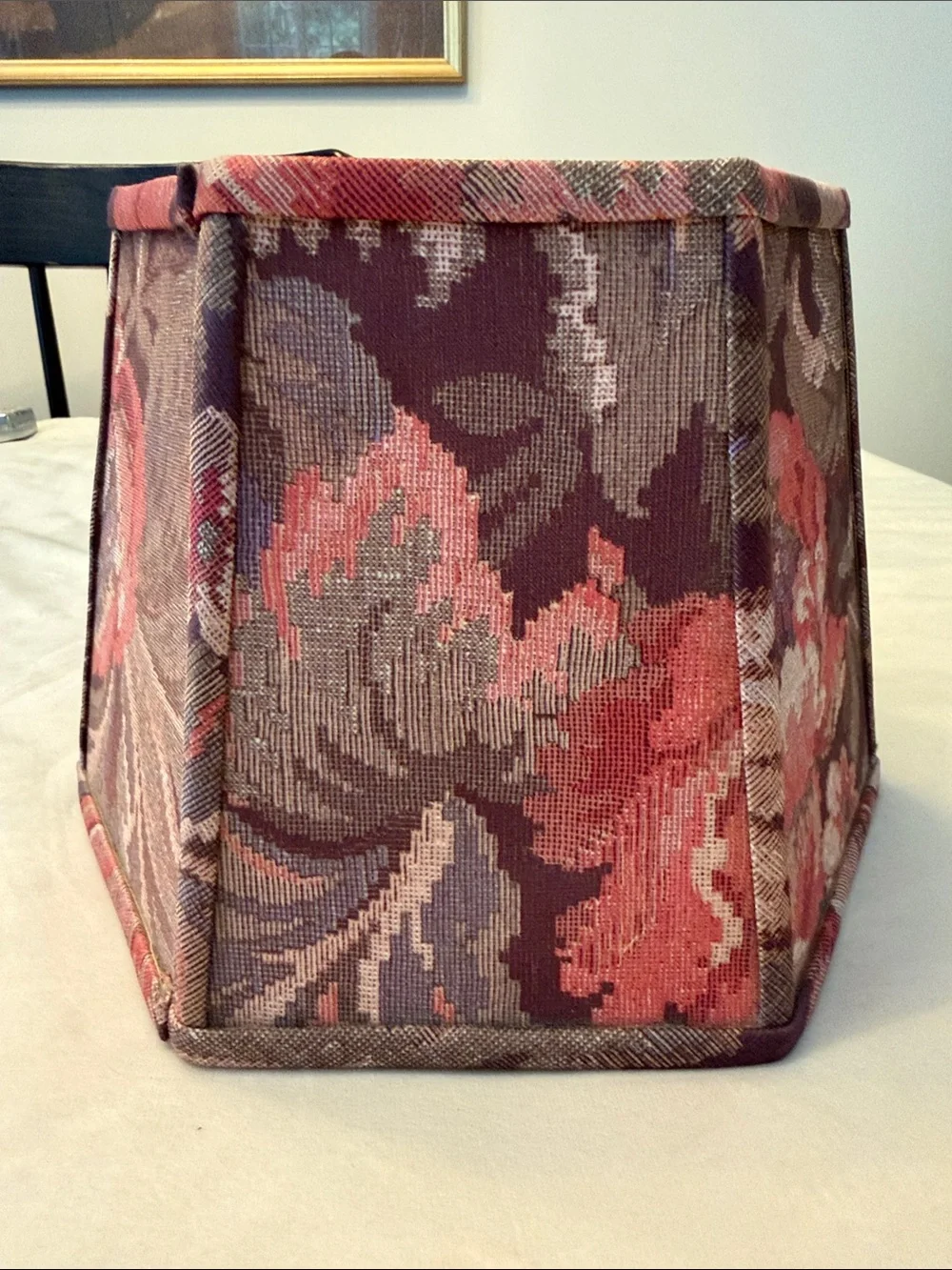 Vintage Floral Tapestry Hexagon Lamp Shade in Plum and Rose